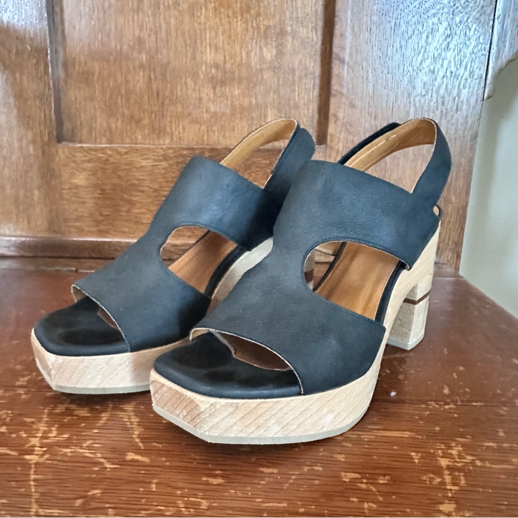 Cocolico Varick Platform Leather And Wood Sandals. Limited Puzzle Wood Series